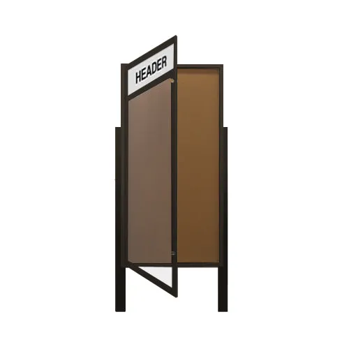40 x 60 Extra Large Outdoor Enclosed Bulletin Board Display Case w Header and Posts (One Door)
