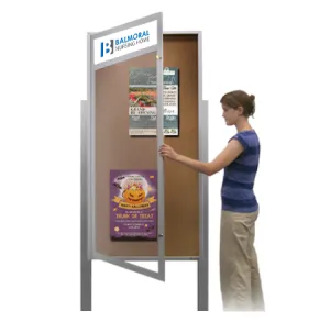 40 x 60 Extra Large Outdoor Enclosed Bulletin Board Display Case w Header and Posts (One Door)