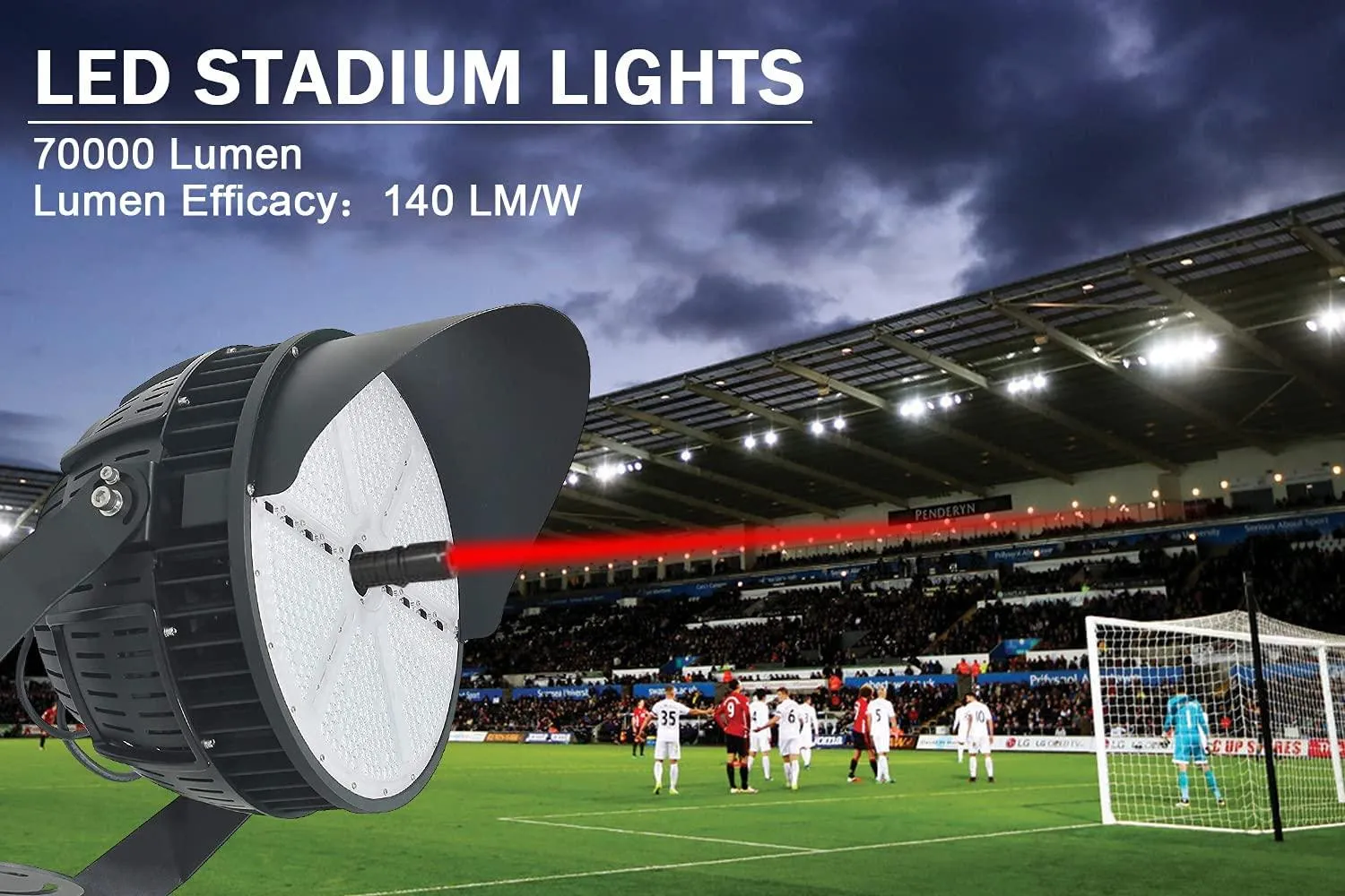500W Led Stadium Light - 277-480Vac - 70000 Lumens 5000K, 0-10V Dimmable IP65, 30 Degree Beam Angle, UL-Listed