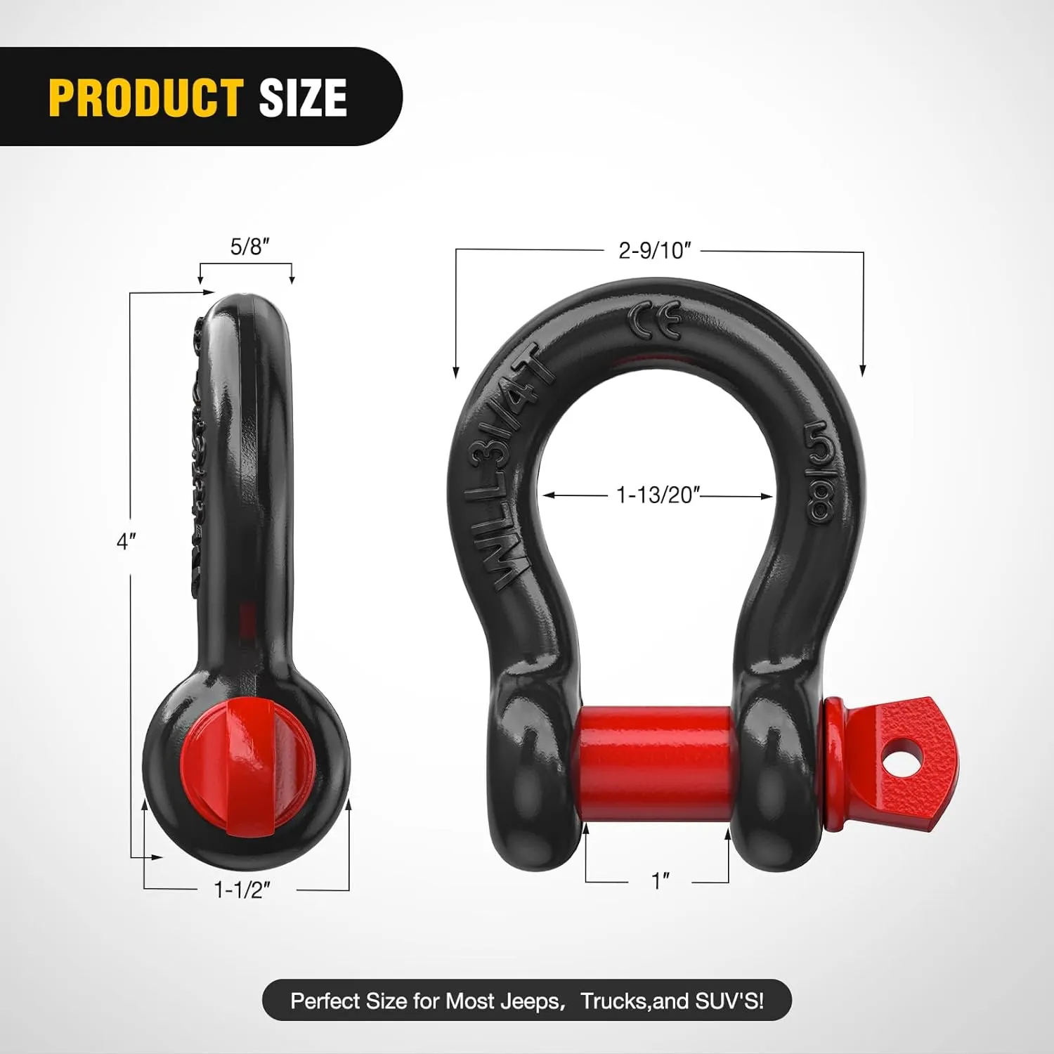 5/8 Inch D-Ring Shackle 2 Packs