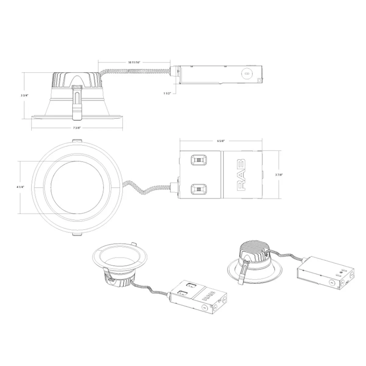 6" Commercial Downlight, 5000 Lumens, 32|43|55W, 2700K to 5000K, 0-10V, 120-277V