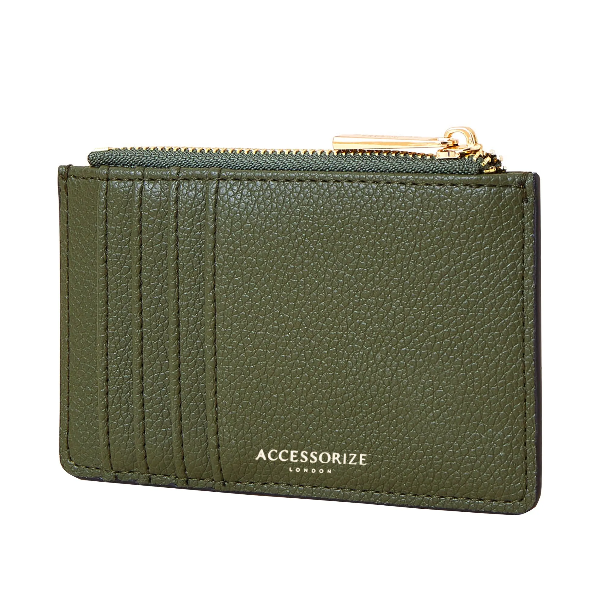 Accessorize London Women'S Faux Leather Khaki Faux Croc Zip Cardholder