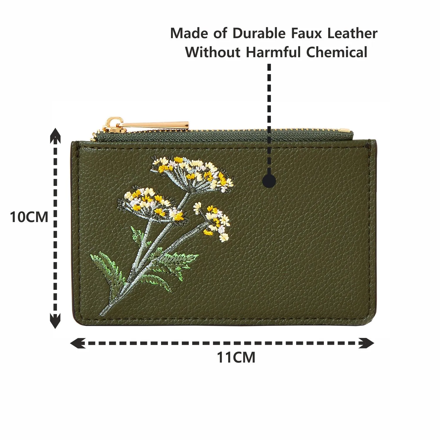 Accessorize London Women'S Faux Leather Khaki Faux Croc Zip Cardholder