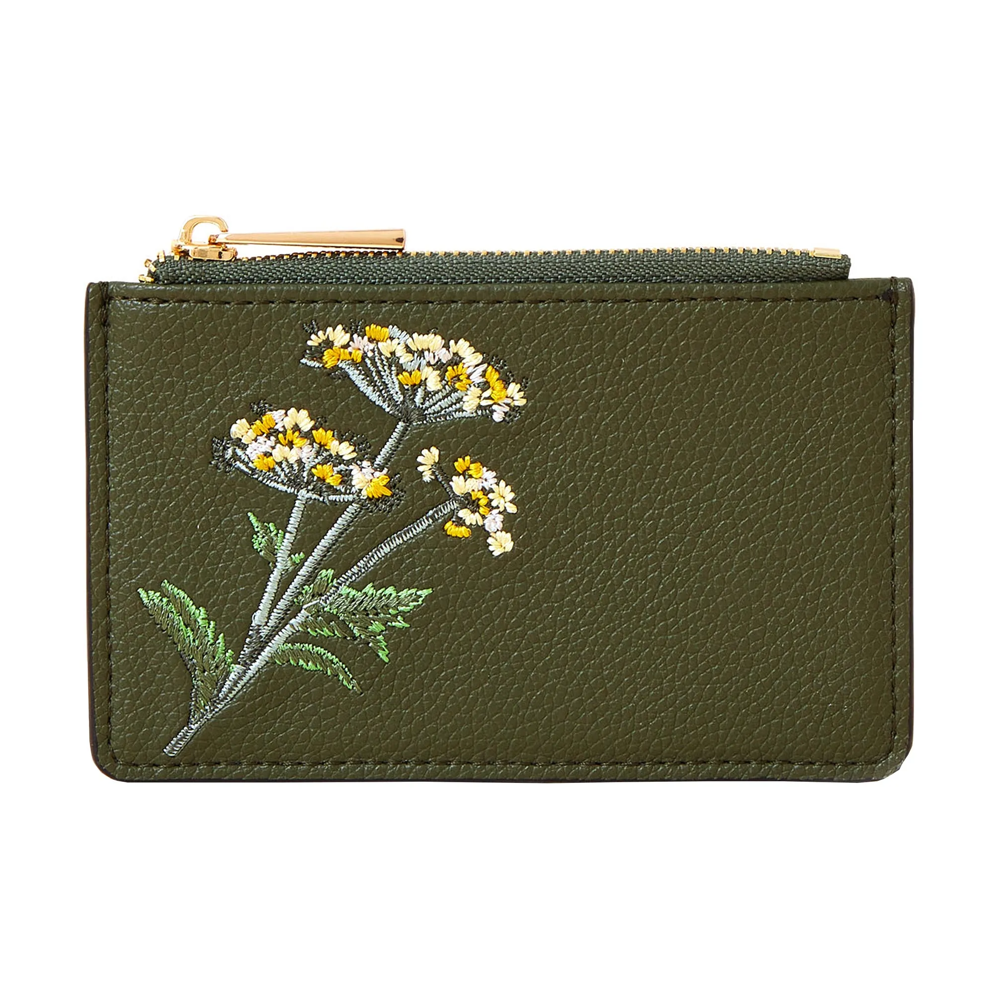 Accessorize London Women'S Faux Leather Khaki Faux Croc Zip Cardholder