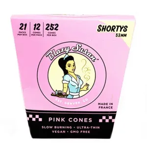 Blazy Susan - 53mm Shortys Pre Rolled Pink Cones - 21 Pack Box