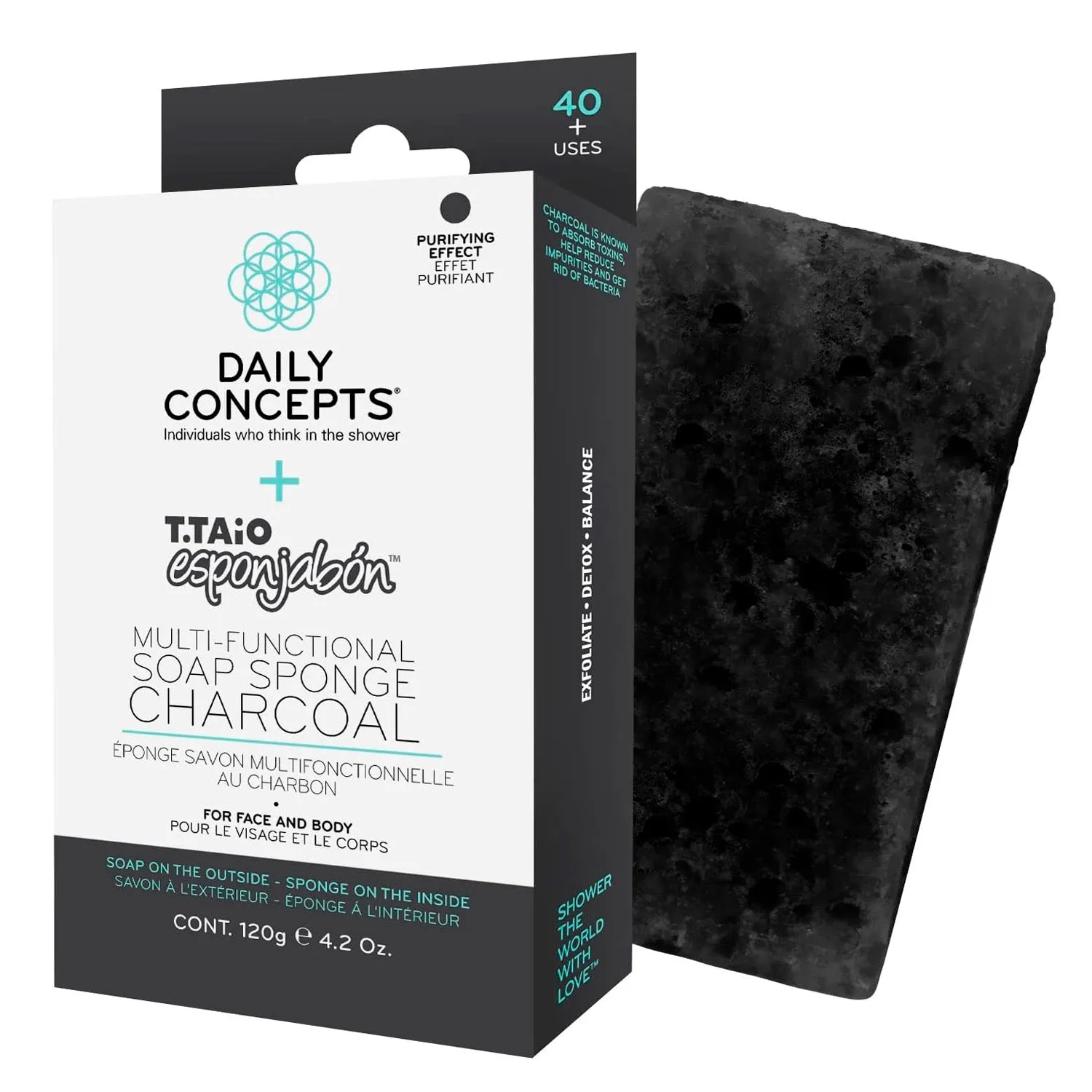 Daily Concepts Multi-Functional Soap & Sponge Charcoal 4.2oz/ 120g
