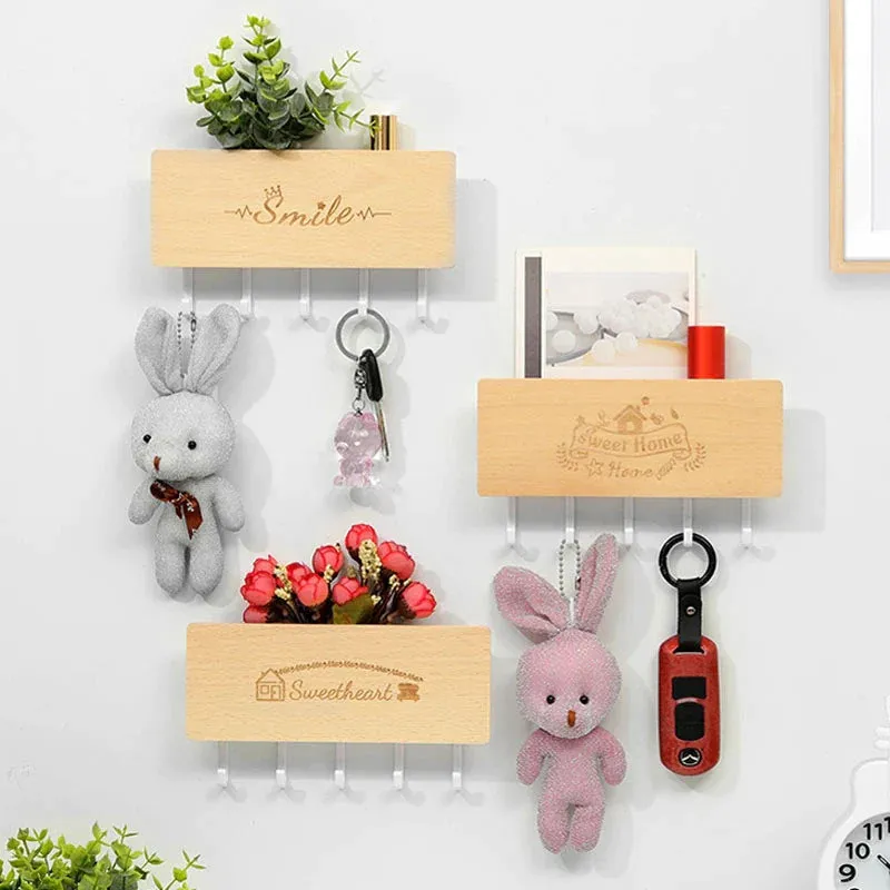 Fishhook Shelf storage rack key wooden hanger room rack