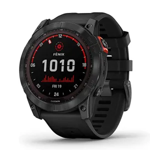 Garmin fenix 7X Solar Edition Slate Gray with Black Band Solar GPS Touchscreen Health Wellness Features Smart Watch - 010-02541-00