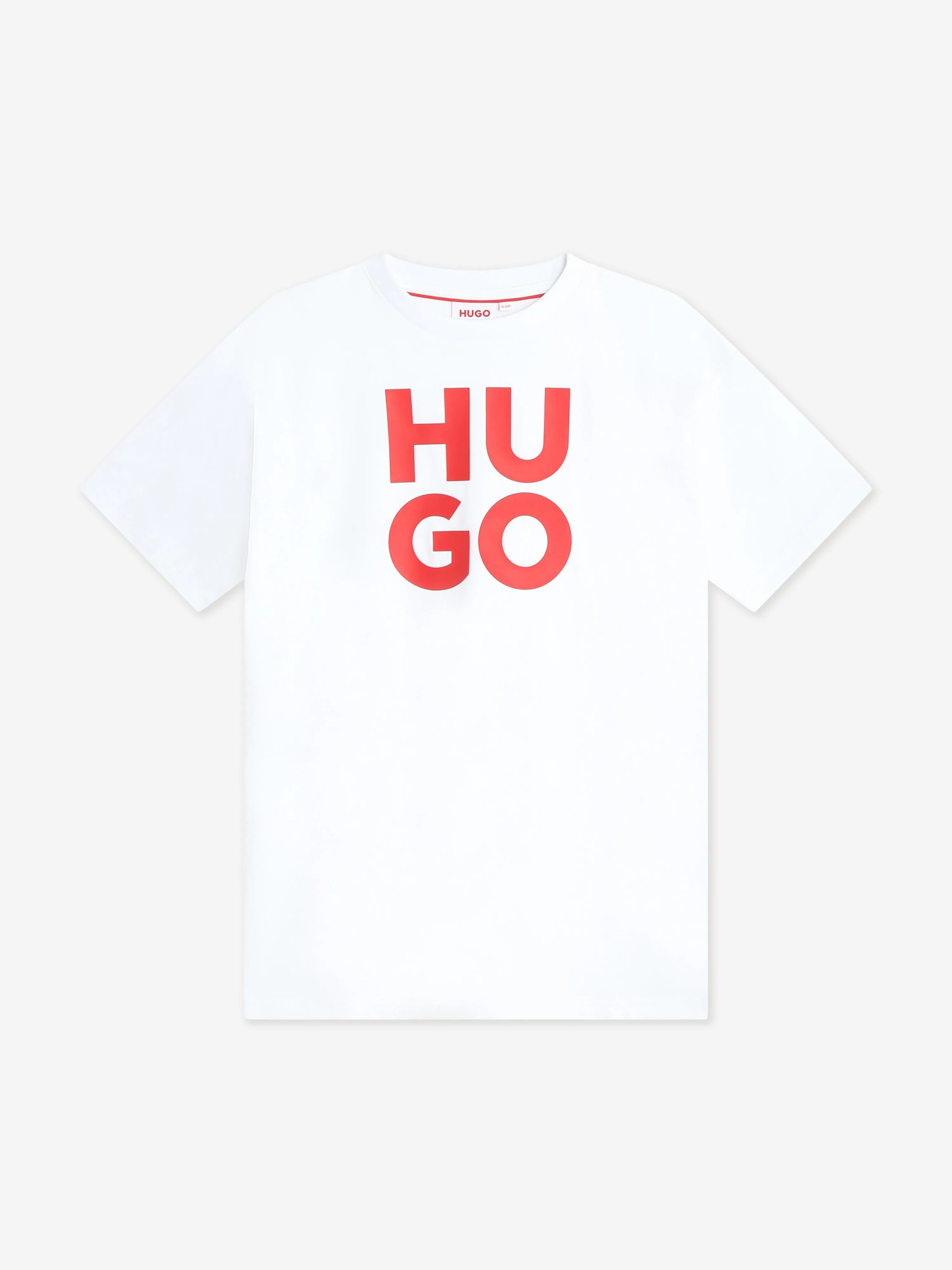Hugo Boys Stacked Logo T-Shirt in White