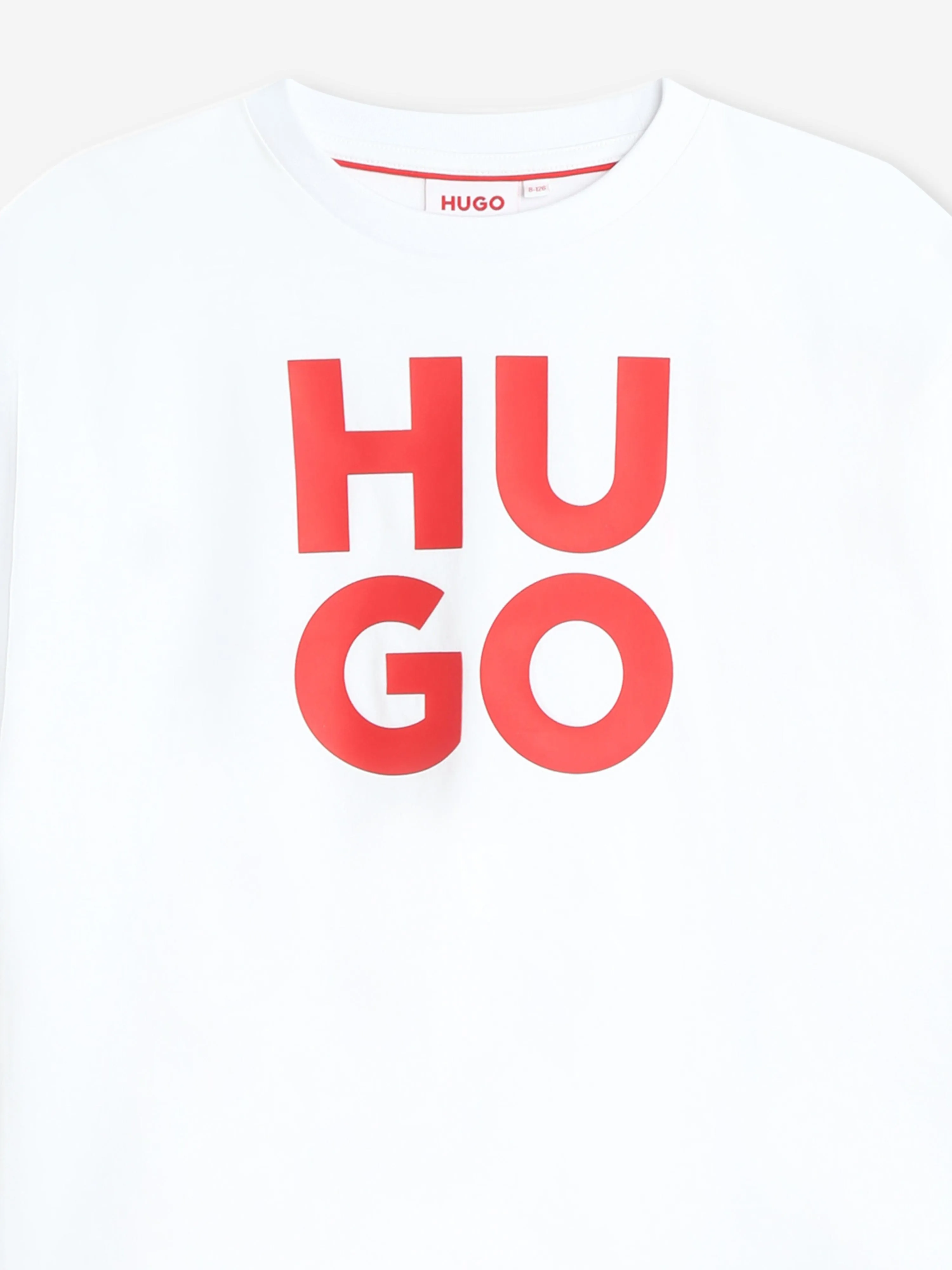 Hugo Boys Stacked Logo T-Shirt in White