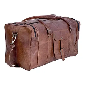 KPL 21 Inch Vintage Leather Duffel Travel Gym Sports Overnight Weekend Duffle Bags for men and women
