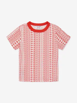 Lacoste Kids Netflix Logo T-Shirt in Red
