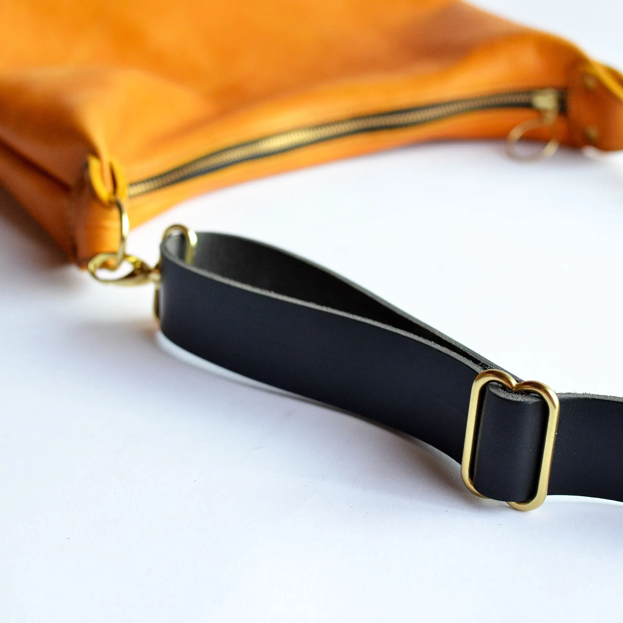 Leather BUCKET Crossbody Bag - Grey Leather