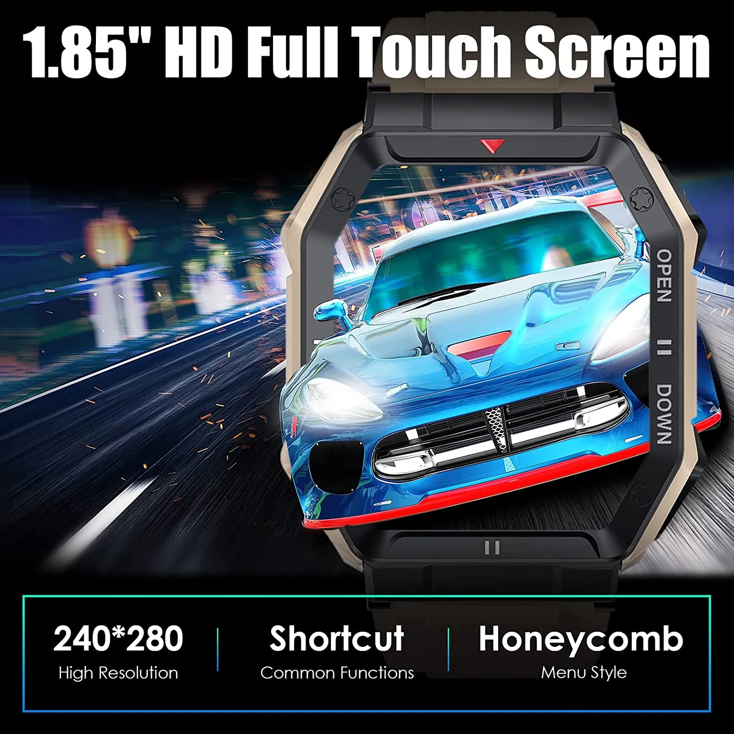 Military Smart Watch for Men with Call (Answer/Make) Outdoor Tactical Sports Watch Rugged 1.85" HD Big Screen Fitness Tracker Heart Rate
