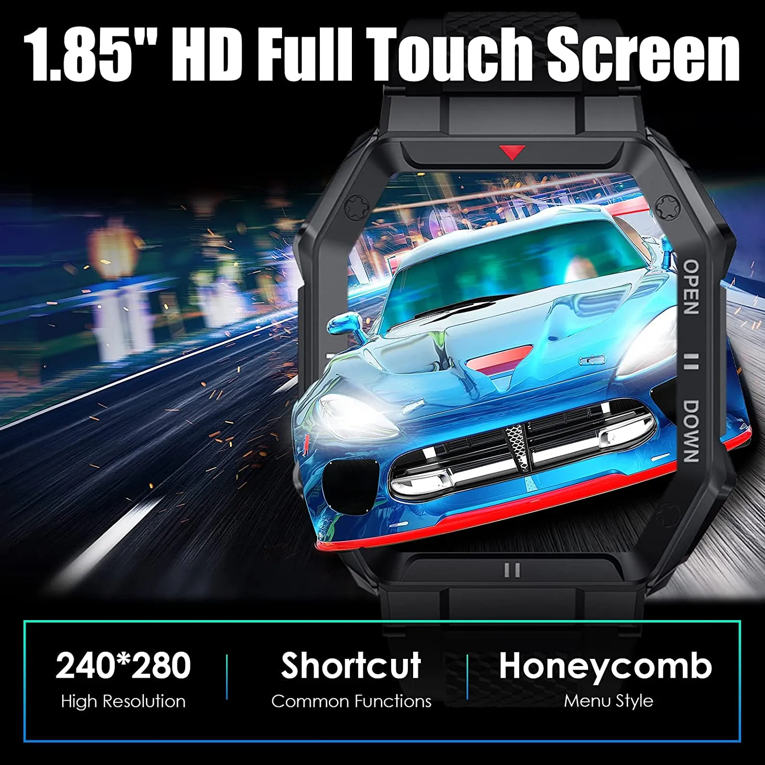 Military Smart Watch for Men with Call (Answer/Make) Outdoor Tactical Sports Watch Rugged 1.85" HD Big Screen Fitness Tracker Heart Rate