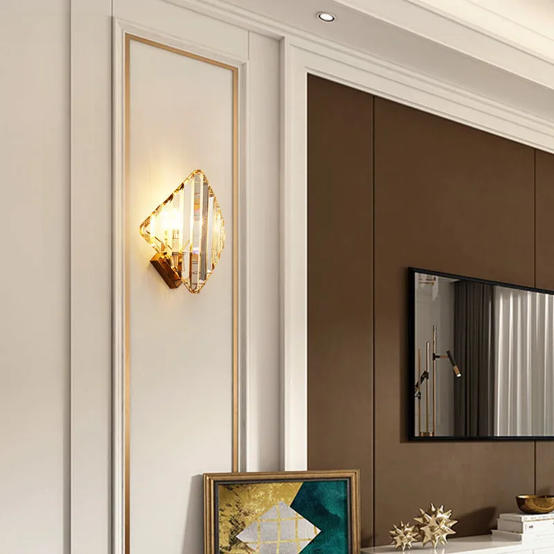 Modern Diamond Shaped Crystal Wall Lamp