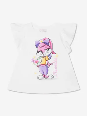 Monnalisa Girls Lola Bunny Maxi T-Shirt In White