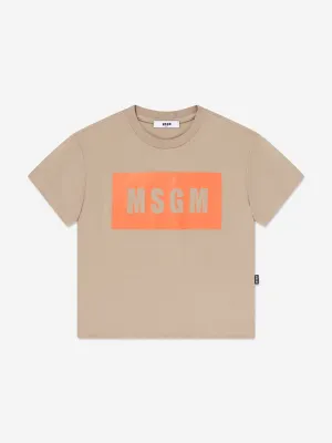MSGM Kids Logo T-Shirt in Beige