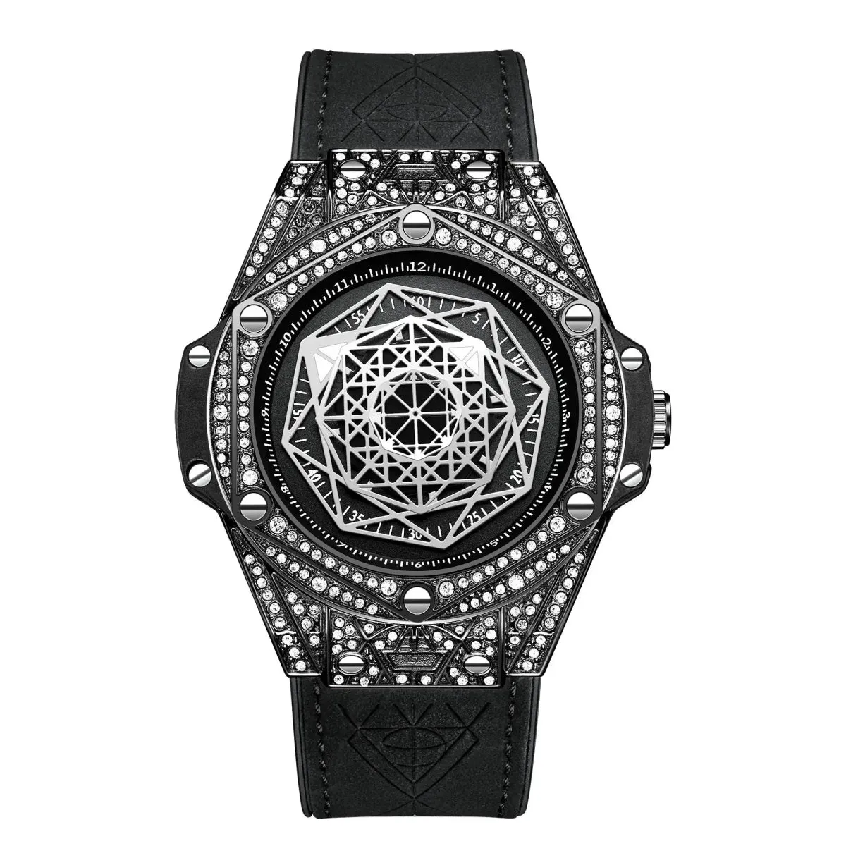 ONOLA Waterproof Sports Watch for Men - Quartz Diamond Clock with Leather Belt