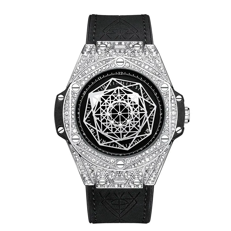 ONOLA Waterproof Sports Watch for Men - Quartz Diamond Clock with Leather Belt