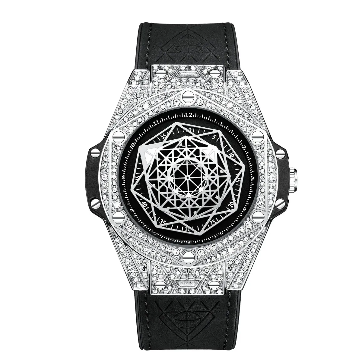 ONOLA Waterproof Sports Watch for Men - Quartz Diamond Clock with Leather Belt