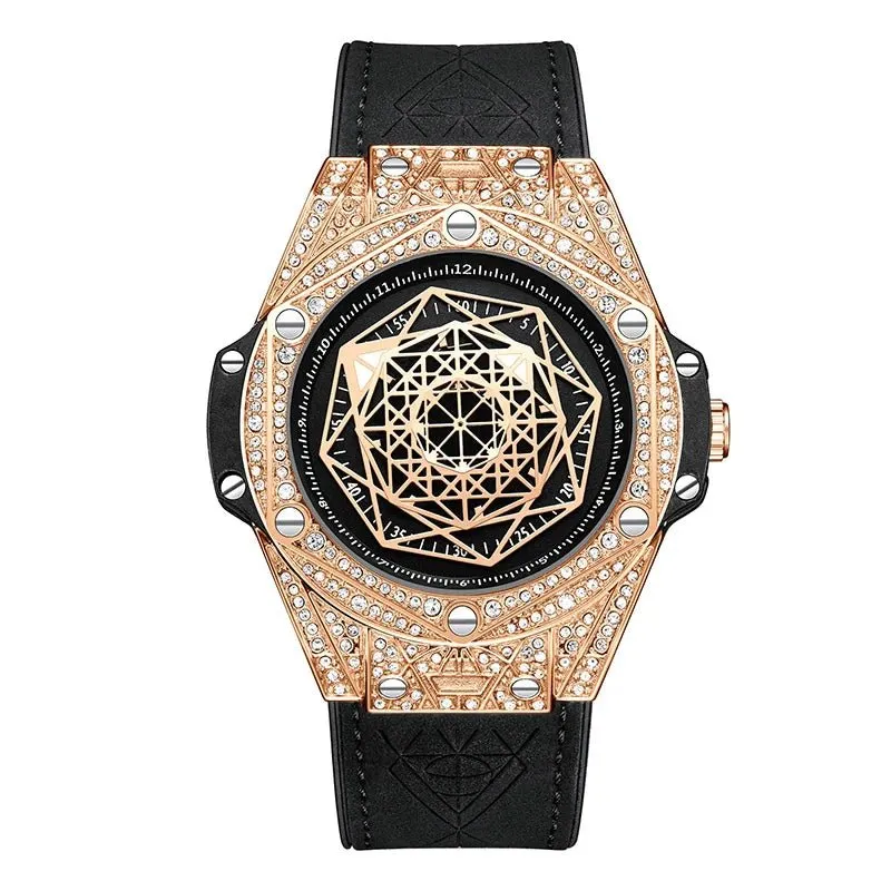 ONOLA Waterproof Sports Watch for Men - Quartz Diamond Clock with Leather Belt