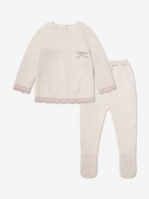 Paz Rodriguez Baby Girls Outfit Set in Beige