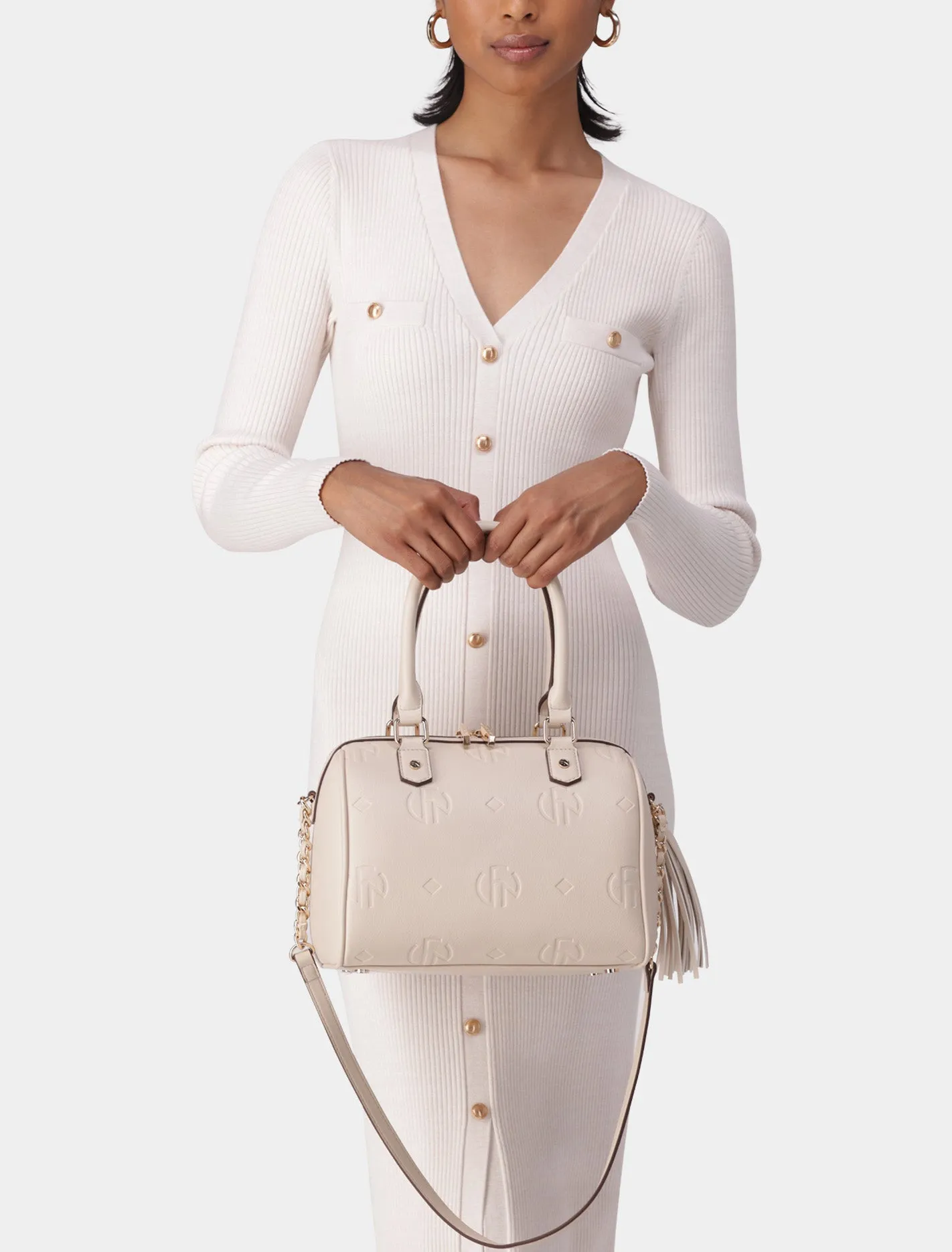 Rosie Embossed Print Barrel Bag
