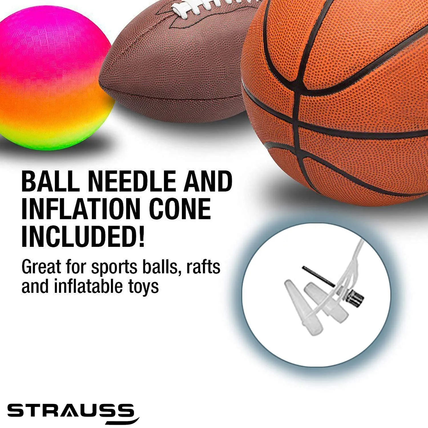 Strauss High Pressure Multipurpose Air Pump |Cycle Pump for Bicycle, Car, Football, Basketball |Balloon Pump Machine |Inflator Bicycle Floor Pump | Portable Hand Pump for Indoor & Outdoor Use,(Black)