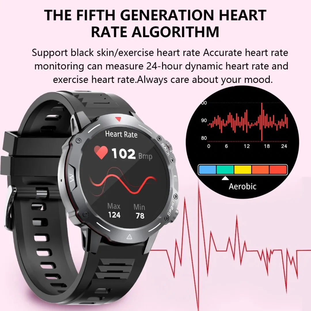 TUTT H9 Men Outdoor Sport Smart Watch with Speaker Activity Fitness Tracker SmartWatch Health Stress & Sleep Monitoring | 128 Memory | AI Voice IP67 GPS Exercise