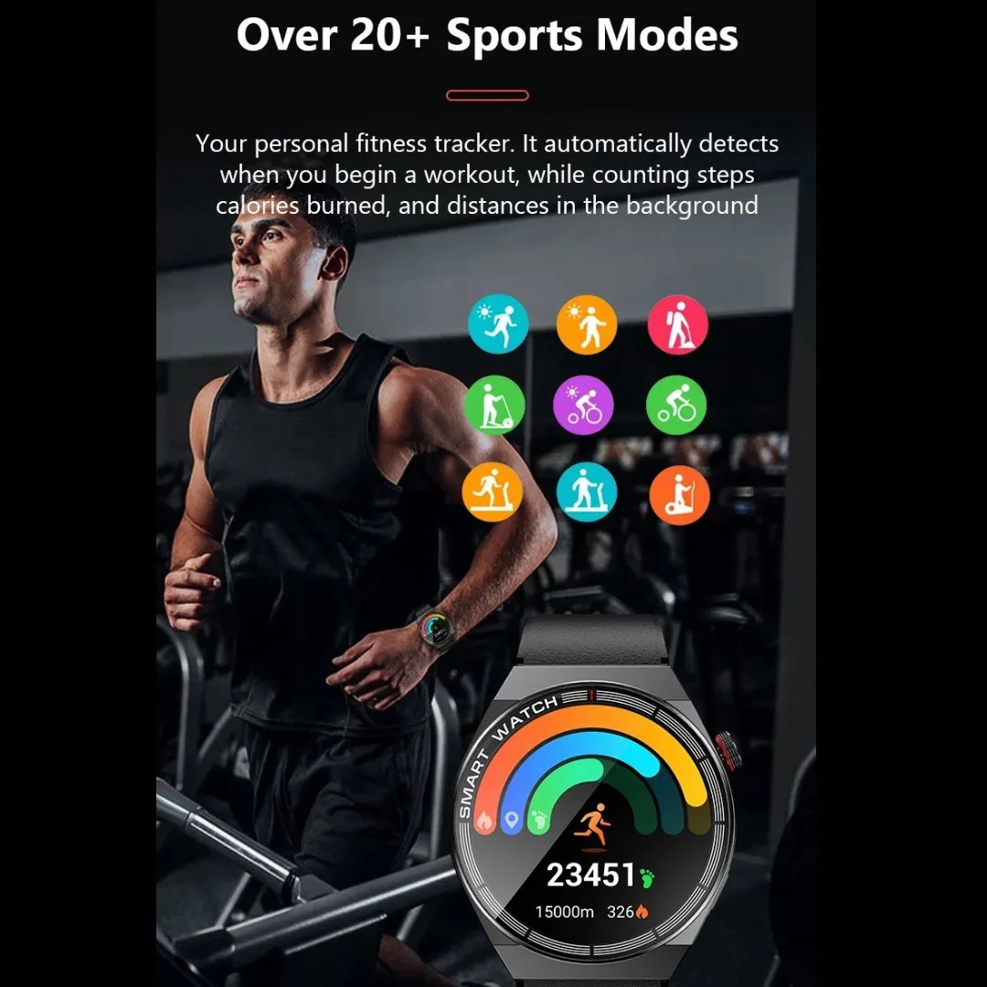 TUTT LX3 Classic Smart Watch For Men | Titanium Alloy | NFC Function Heart Rate Blood Oxygen | IP68 Waterproof Activity Tracking and Sport Modes | Rubber & Leather (2)