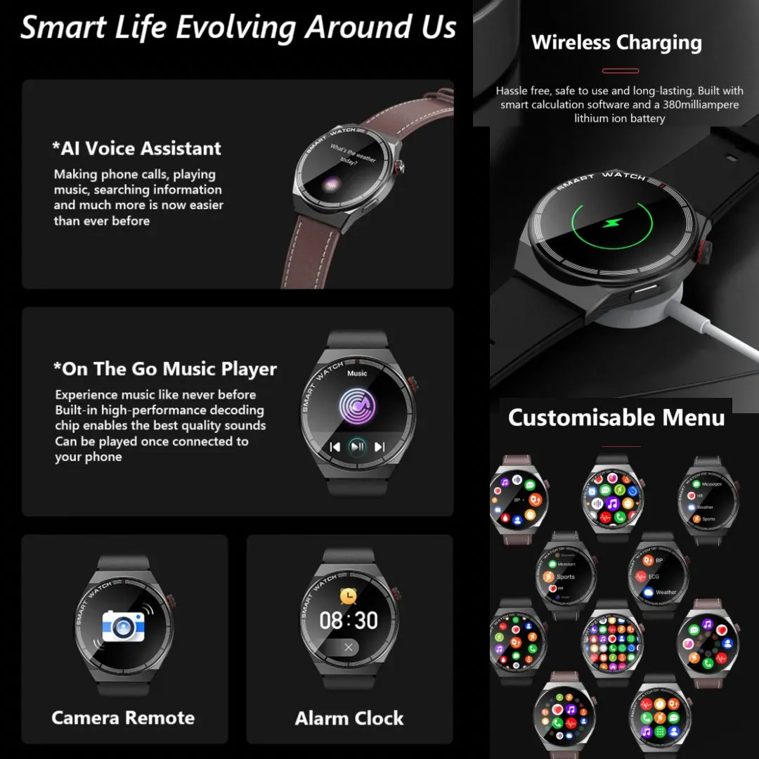 TUTT LX3 Classic Smart Watch For Men | Titanium Alloy | NFC Function Heart Rate Blood Oxygen | IP68 Waterproof Activity Tracking and Sport Modes | Rubber & Leather (2)