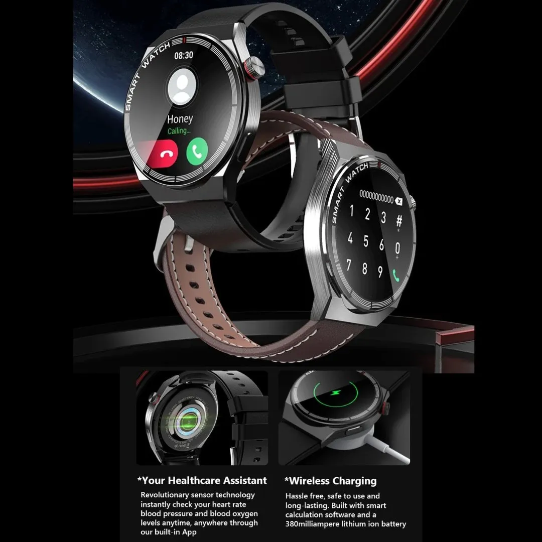 TUTT LX3 Classic Smart Watch For Men | Titanium Alloy | NFC Function Heart Rate Blood Oxygen | IP68 Waterproof Activity Tracking and Sport Modes | Rubber & Leather (2)