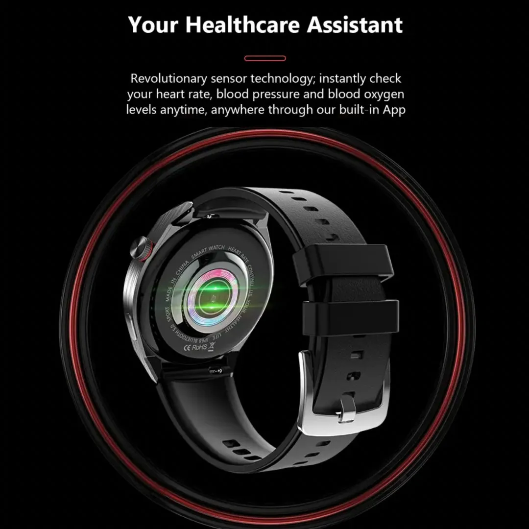 TUTT LX3 Classic Smart Watch For Men | Titanium Alloy | NFC Function Heart Rate Blood Oxygen | IP68 Waterproof Activity Tracking and Sport Modes | Rubber & Leather (2)