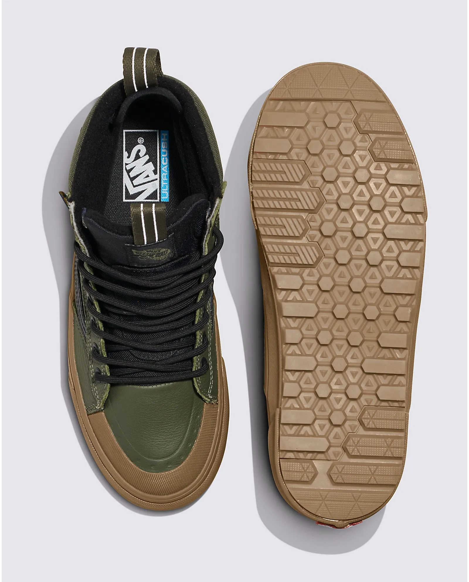 Vans MTE Sk8-Hi Waterproof Insulated Shoe - Grape Leaf Green / Gum Brown - Size 8.5m / 10.0w