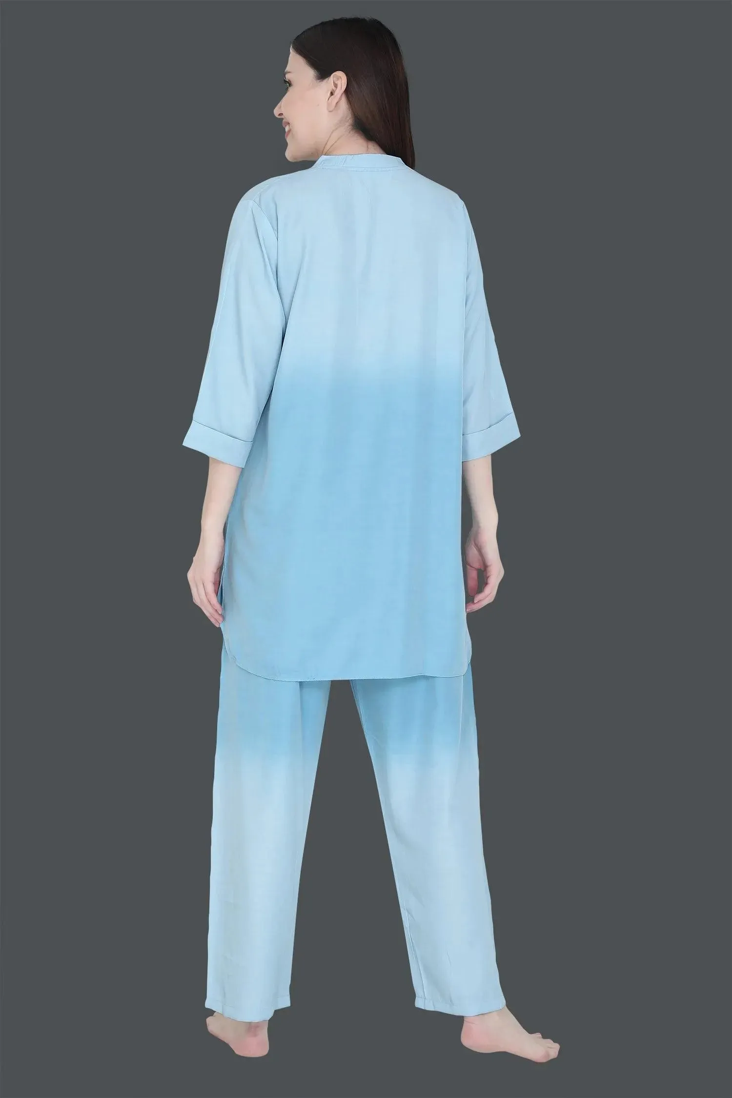 Velure Embellished Dual Shade Kurti Style Night Suit