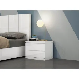 Whiteline Anna Small Nightstand in High Gloss White