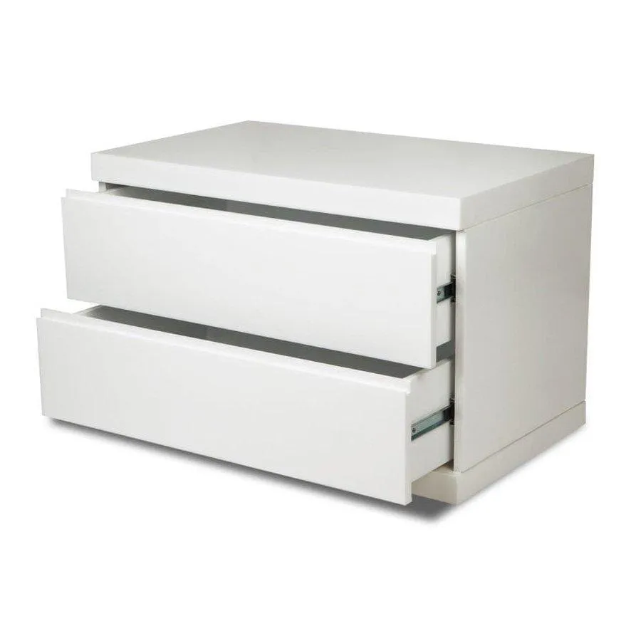 Whiteline Anna Small Nightstand in High Gloss White